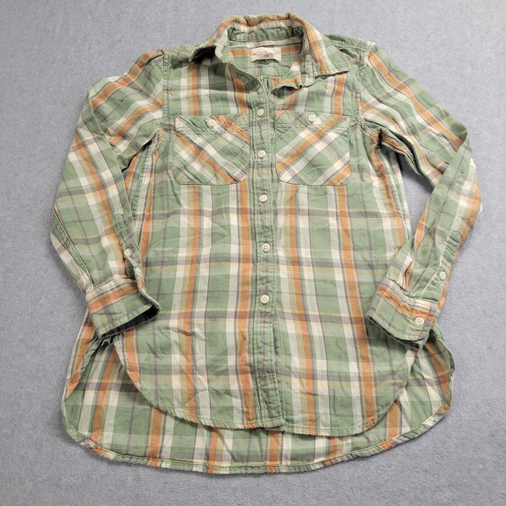 Denim & Supply Ralph Lauren RL Utility Green Orange Plaid Flannel Shirt XXS